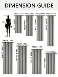 1pc Solid Blackout Curtains with Grommets Total Privacy Drapes for Bedroom