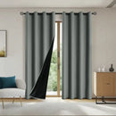 1pc Solid Blackout Curtains with Grommets Total Privacy Drapes for Bedroom - Dark Grey / 132X274cm / Grommet Top