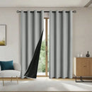 1pc Solid Blackout Curtains with Grommets Total Privacy Drapes for Bedroom - Grey / 100X130cm / Grommet Top