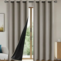 1pc Solid Blackout Curtains with Grommets Total Privacy Drapes for Bedroom - Khaki / 132X241cm / Grommet Top