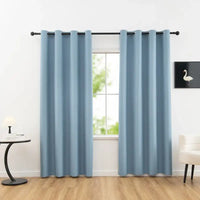1pc Solid Blackout Curtains with Grommets Total Privacy Drapes for Bedroom - Sky Blue / 100X200cm / Grommet Top