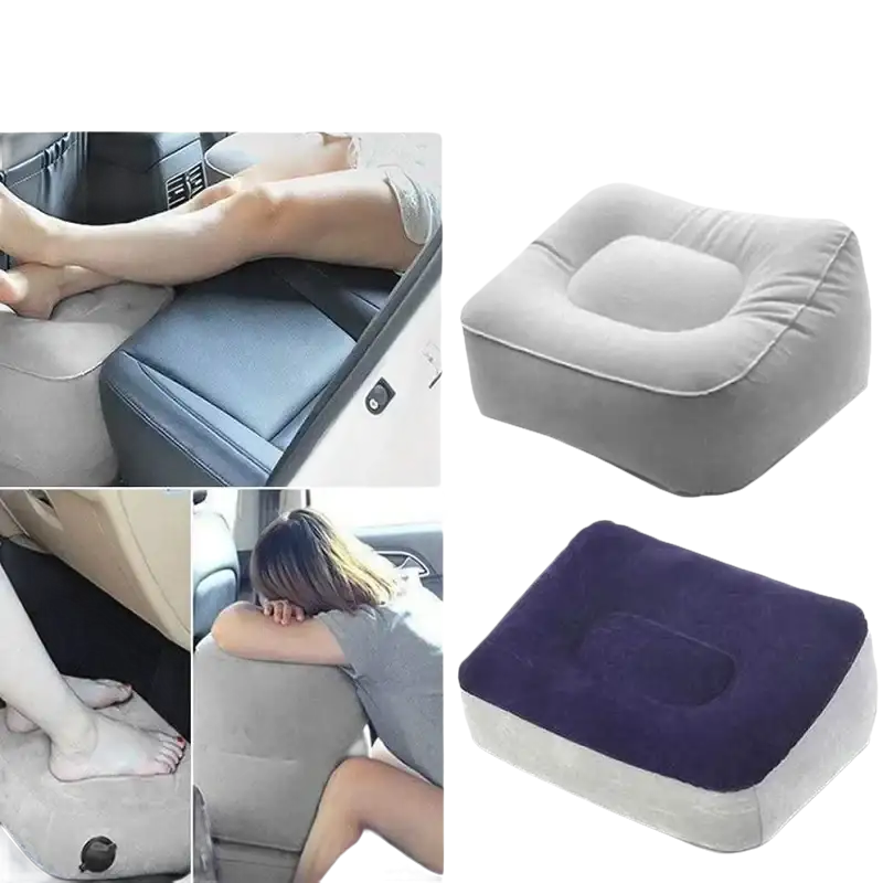 Inflatable footrest pillow from Toughage Tri-Cushion for comfy feet relaxation