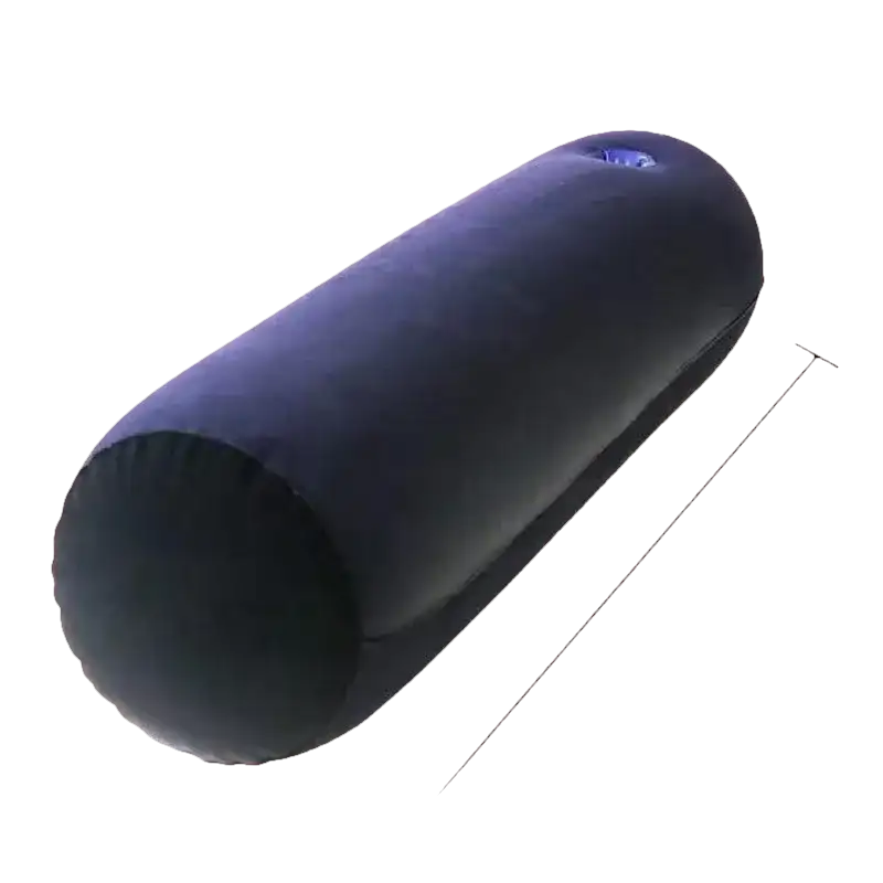 Cylindrical navy blue inflatable pillow from Toughage Tri-Cushion for comfy vibes