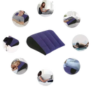 Inflatable cushion toughage tri-cushion showing various uses for comfy support