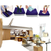 Inflatable cushion toughage tri-cushion with sock-clad feet for comfy lounging