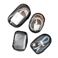 Transparent zippered pouches.