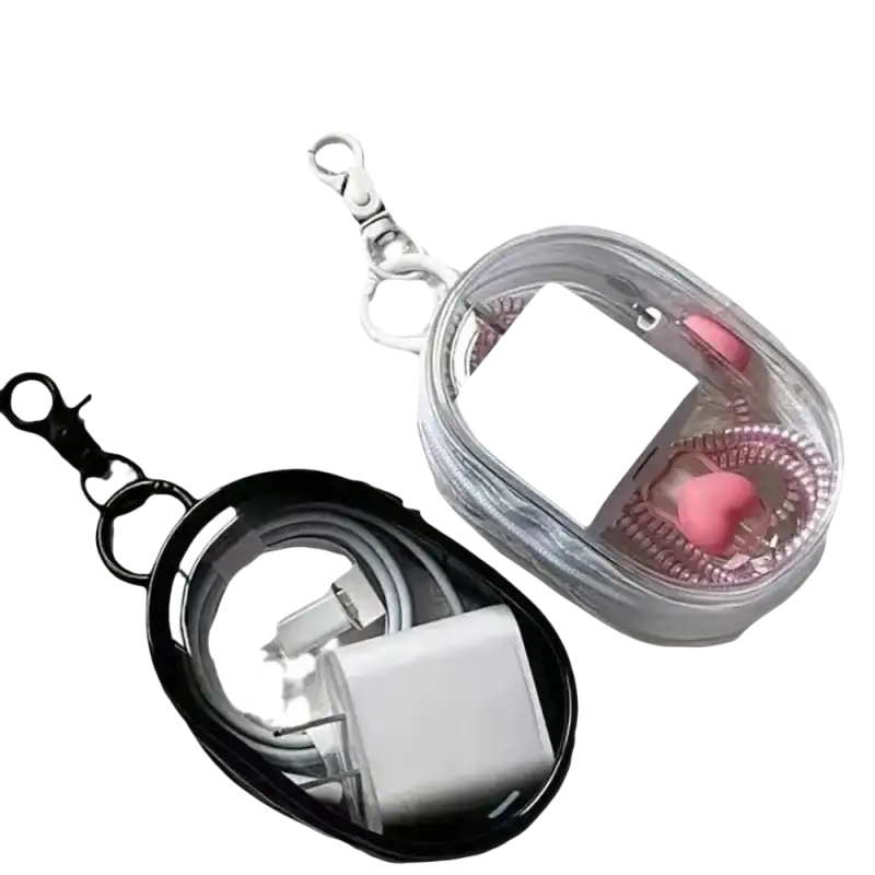 Clear charging accessory pouches.