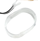 Clear, coiled plastic strip.