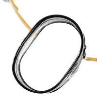 Clear cosmetic bag with black trim.