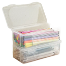 Transplo Box transparent plastic desktop organizer box with two clear pen storage cases