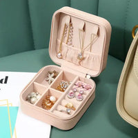 Portable Mini Jewelry Storage Box Travel Organizer Jewelry Case Leather Storage Earrings Necklace Ring Jewelry