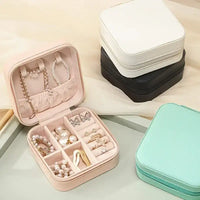 Portable Mini Jewelry Storage Box Travel Organizer Jewelry Case Leather Storage Earrings Necklace Ring Jewelry
