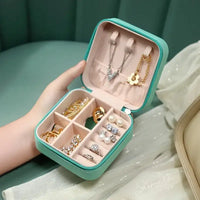 Portable Mini Jewelry Storage Box Travel Organizer Jewelry Case Leather Storage Earrings Necklace Ring Jewelry