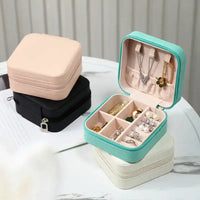 Portable Mini Jewelry Storage Box Travel Organizer Jewelry Case Leather Storage Earrings Necklace Ring Jewelry