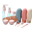 Travel-sized toiletries containers.