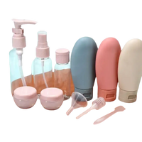 Travel-sized toiletries containers.