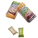 Colorful compressed towel sets.
