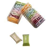 Colorful compressed towel sets.