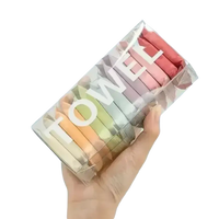 Packaged set of pastel-colored towels.