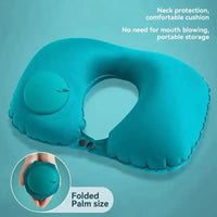 (1pc)Inflatable Pillow Travel TPU Pressed U-shaped Pillow Outdoor Travel Portable Neck Protection Pillow - Grey