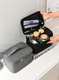 Men’s Portable Waterproof Toilet Bag for Travel Large Capacity Simple Design Makeup & Skincare Storage Bag for Business