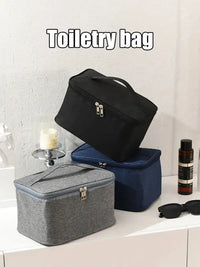 Men’s Portable Waterproof Toilet Bag for Travel Large Capacity Simple Design Makeup & Skincare Storage Bag for Business