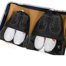 Shoe storage bags with drawstring closure.