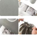Gray shoe storage bag features.
