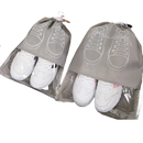 Shoe storage bags with shoe illustrations.