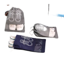 Shoe storage bags with shoe illustrations.