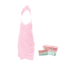 Pink spa wrap and hair towel set from the trendy Chic Backless Bath collection