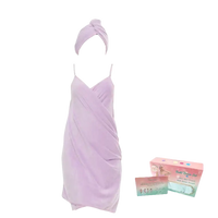 Lavender spa wrap and hair towel set from Trendy Backless Bath Towel for Swirl and Sassy Hair Days