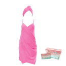 Pink towel wrap and hair turban set for chic backless bath and sassy hair days