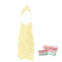 Yellow spa wrap and hair towel set from Trendy Backless Bath Towel collection for chic backless bath days