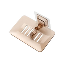 Brown plastic drain soap holder with adhesive mount for trendy bathroom storage