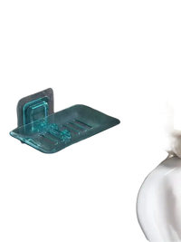 Transparent blue wall mounted drain soap holder for funky bathroom storage