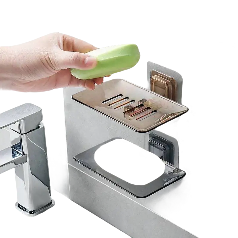 Trendy Blue Drain Soap Holder for Funky Bathroom Storage
