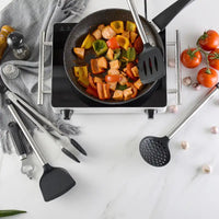 Silicone Spatula Spoon Set - Kitchen Essentials! - Black