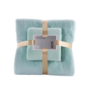 Stacked trendy coral bath set towels with ribbon, super absorbent and soft