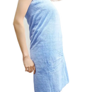 Blue towel-wrapped figure with trendy coral bath set and highly absorbent towels