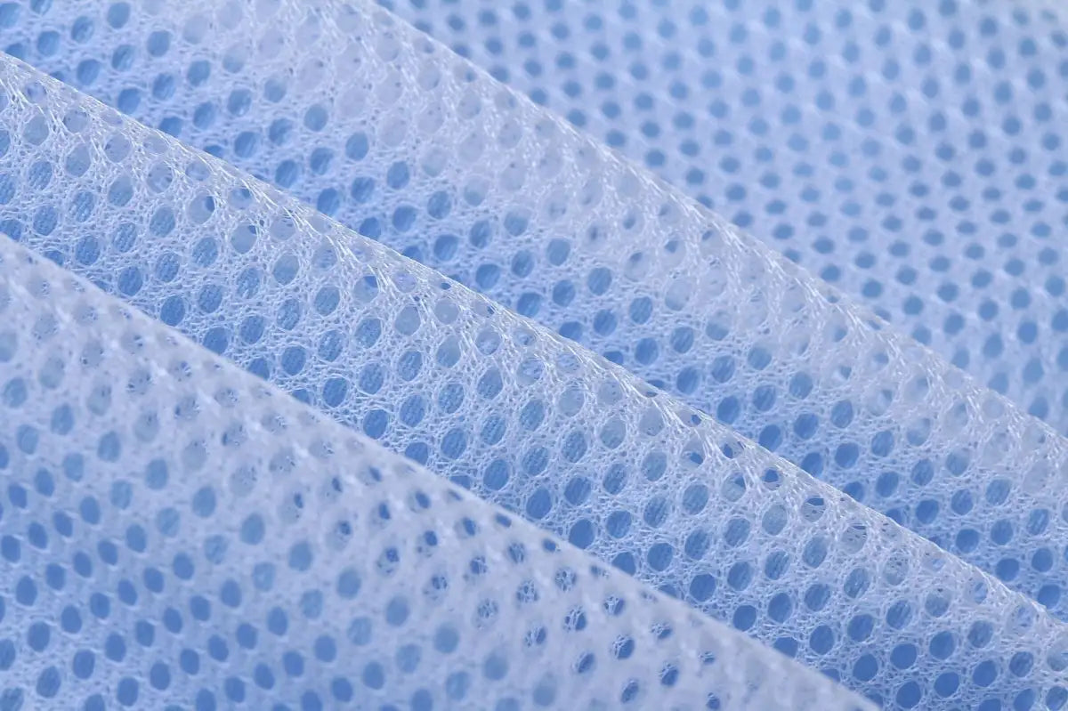 Blue mesh fabric.