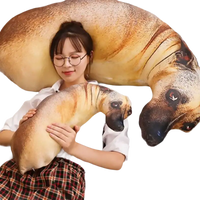 Cute bend dog plush pillow looking lifelike and perfect as a dog head throw accessory