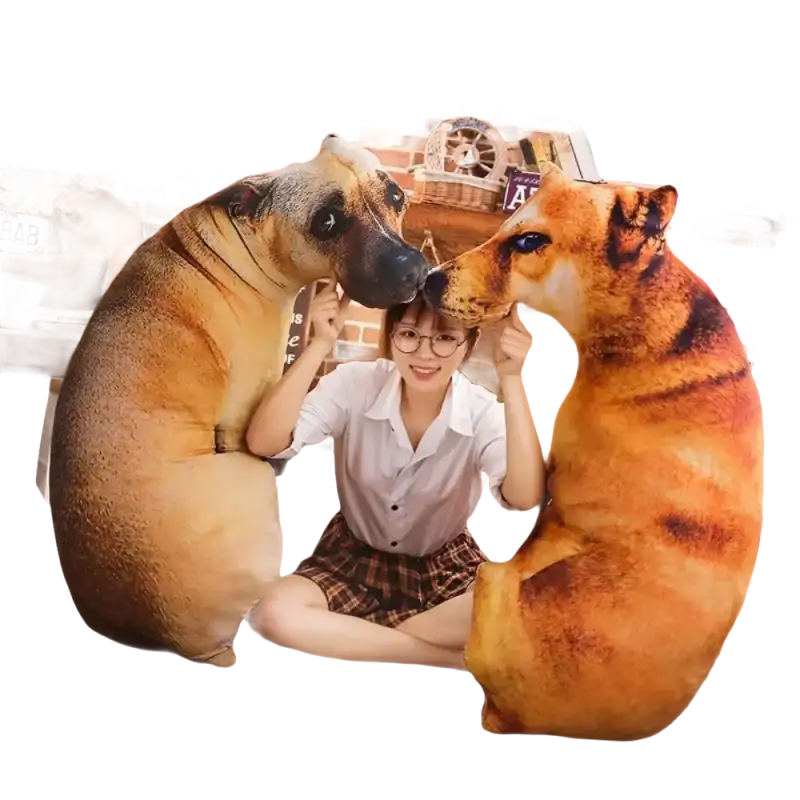 Cute trendy dog head throw plush pillow, lifelike animal dog shaped decor