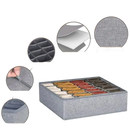 Gray fabric drawer organizer perfect for stylish storage of socks, underwear, and bras