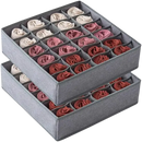 Two gray fabric drawer organizers with dividers, perfect for socks storage box or trendy storage needs