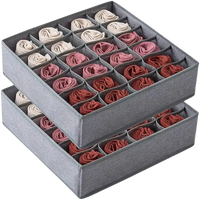 Two gray fabric drawer organizers with dividers, perfect for socks storage box or trendy storage needs
