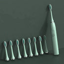 Ultrasonic Recharger Toothbrush - Green / 8broom head USB box