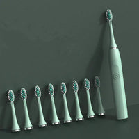 Ultrasonic Recharger Toothbrush - Green / 8broom head USB box