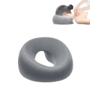 Gray face pillow with central opening for ergonomic comfort from Trendy Ergoluxe Memory Foam Beauty Pillow