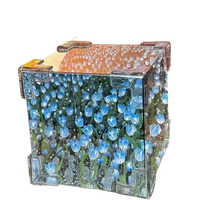 Colorful flowercube lamp with blue tulip design, perfect DIY tulip mirror decor in a mirror cube lamp style